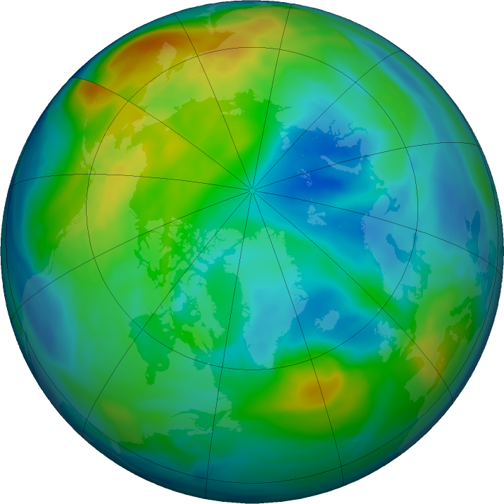 Arctic ozone map for 18 November 2019